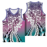 Aloha Vintage Plumeria Hawaiian Tapa Pattern Basketball Jersey Gradient Hawaiian Tapa Pattern - Polynesian Pride