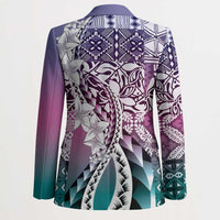 Aloha Vintage Plumeria Hawaiian Tapa Pattern Blazer Gradient Hawaiian Tapa Pattern - Polynesian Pride