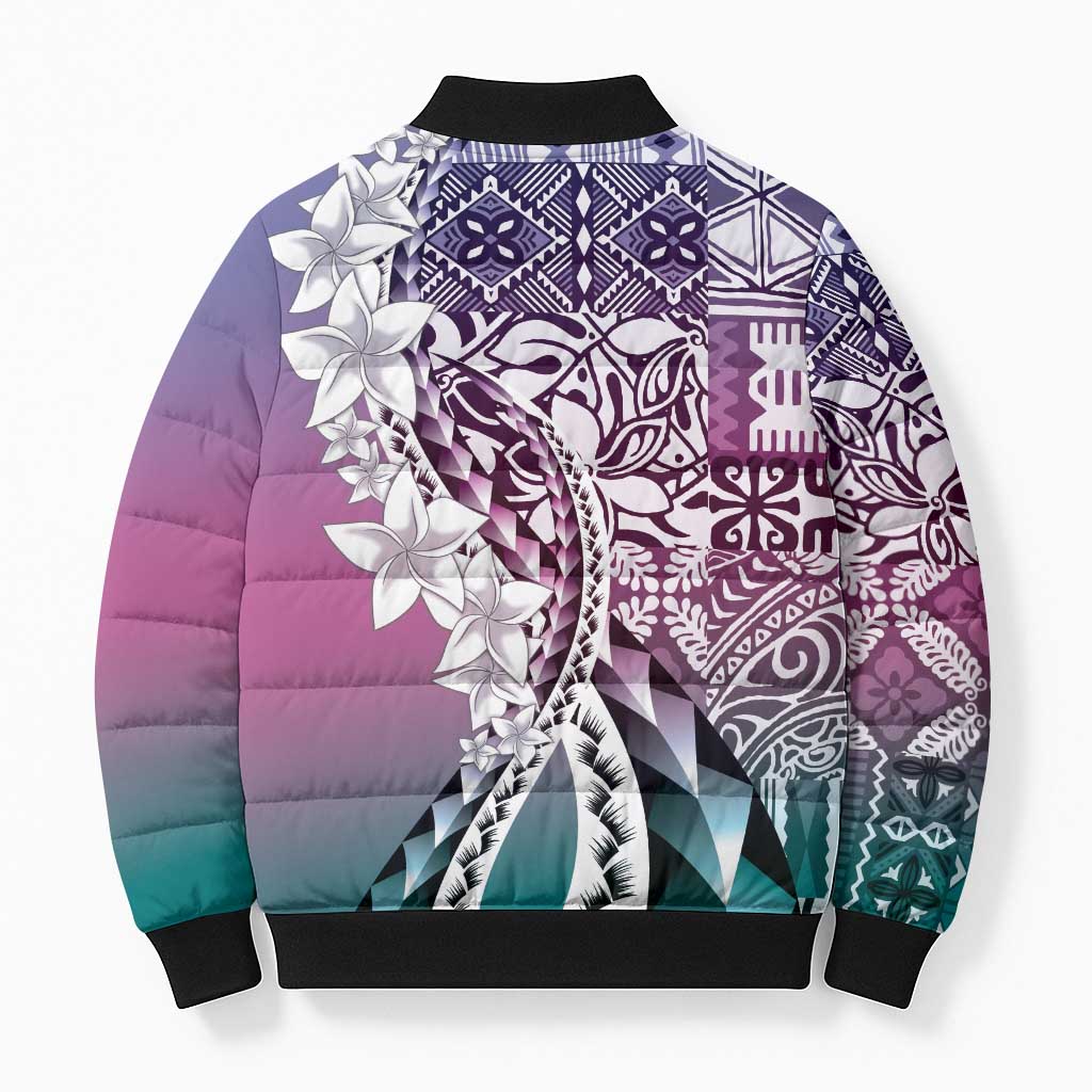 Aloha Vintage Plumeria Hawaiian Tapa Pattern Bomber Puffer Jacket Gradient Hawaiian Tapa Pattern - Polynesian Pride