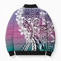 Aloha Vintage Plumeria Hawaiian Tapa Pattern Bomber Puffer Jacket Gradient Hawaiian Tapa Pattern - Polynesian Pride