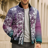 Aloha Vintage Plumeria Hawaiian Tapa Pattern Bomber Puffer Jacket Gradient Hawaiian Tapa Pattern - Polynesian Pride