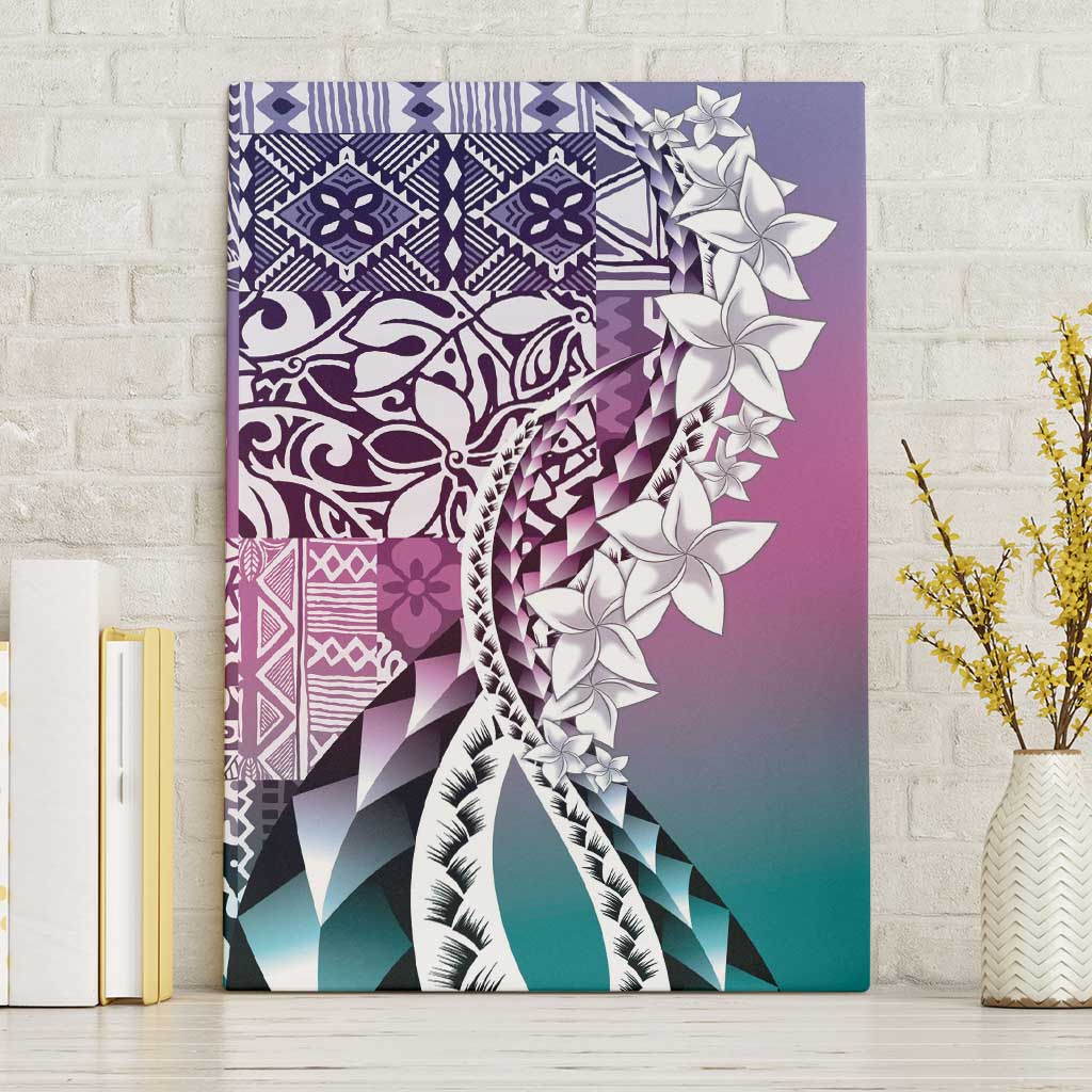 Aloha Vintage Plumeria Hawaiian Tapa Pattern Canvas Wall Art Gradient Hawaiian Tapa Pattern - Polynesian Pride