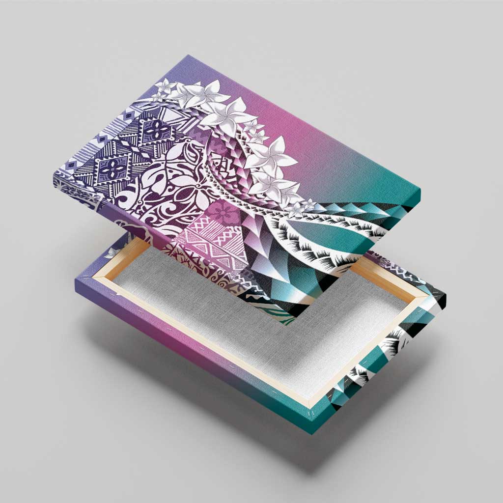 Aloha Vintage Plumeria Hawaiian Tapa Pattern Canvas Wall Art Gradient Hawaiian Tapa Pattern - Polynesian Pride