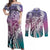 Aloha Vintage Plumeria Hawaiian Tapa Pattern Couples Matching Off Shoulder Maxi Dress and Long Sleeve Button Shirt Gradient Hawaiian Tapa Pattern - Polynesian Pride