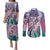 Aloha Vintage Plumeria Hawaiian Tapa Pattern Couples Matching Puletasi and Long Sleeve Button Shirt Gradient Hawaiian Tapa Pattern - Polynesian Pride