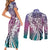 Aloha Vintage Plumeria Hawaiian Tapa Pattern Couples Matching Short Sleeve Bodycon Dress and Long Sleeve Button Shirt Gradient Hawaiian Tapa Pattern - Polynesian Pride