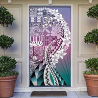 Aloha Vintage Plumeria Hawaiian Tapa Pattern Door Cover Gradient Hawaiian Tapa Pattern - Polynesian Pride