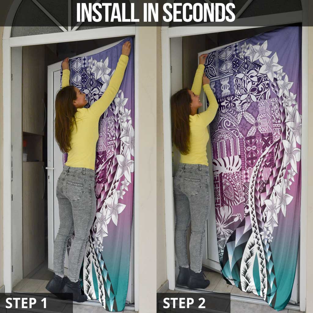 Aloha Vintage Plumeria Hawaiian Tapa Pattern Door Cover Gradient Hawaiian Tapa Pattern - Polynesian Pride