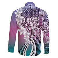 Aloha Vintage Plumeria Hawaiian Tapa Pattern Family Matching Puletasi and Hawaiian Shirt Gradient Hawaiian Tapa Pattern - Polynesian Pride