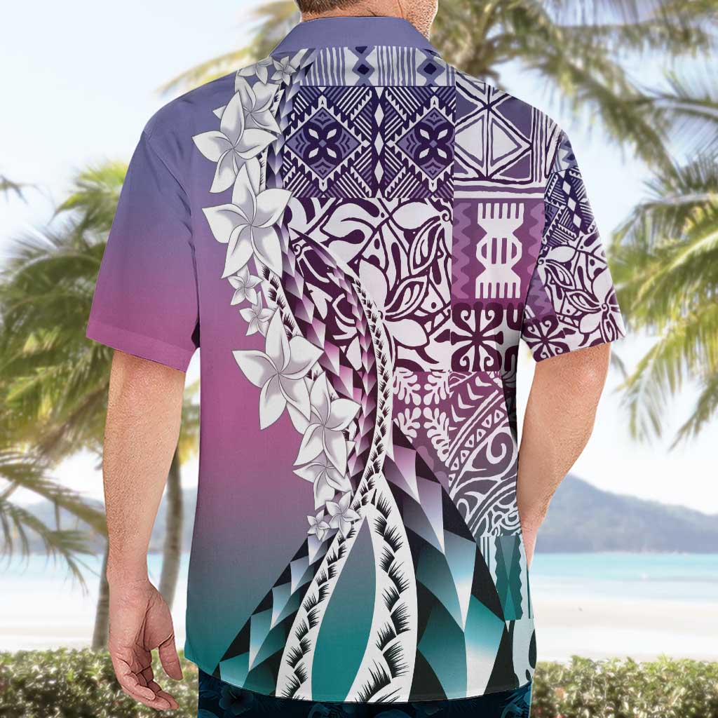 Aloha Vintage Plumeria Hawaiian Tapa Pattern Hawaiian Shirt Gradient Hawaiian Tapa Pattern - Polynesian Pride