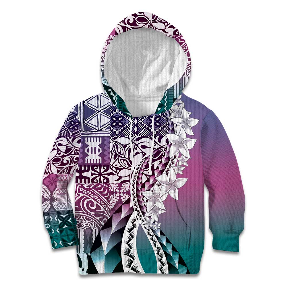Aloha Vintage Plumeria Hawaiian Tapa Pattern Kid Hoodie Gradient Hawaiian Tapa Pattern - Polynesian Pride