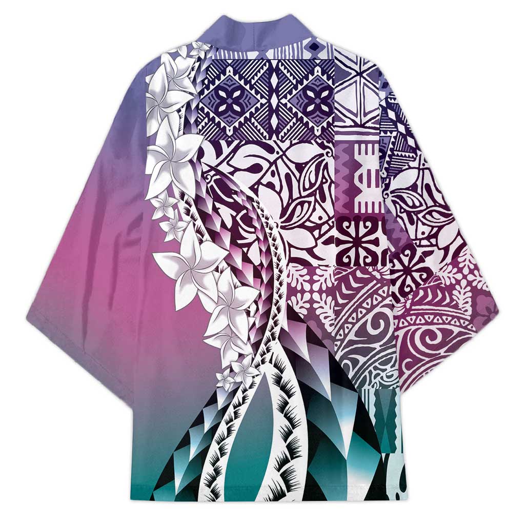 Aloha Vintage Plumeria Hawaiian Tapa Pattern Kimono Gradient Hawaiian Tapa Pattern - Polynesian Pride