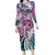 Aloha Vintage Plumeria Hawaiian Tapa Pattern Long Sleeve Bodycon Dress Gradient Hawaiian Tapa Pattern - Polynesian Pride