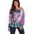Aloha Vintage Plumeria Hawaiian Tapa Pattern Off Shoulder Sweater Gradient Hawaiian Tapa Pattern - Polynesian Pride
