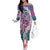 Aloha Vintage Plumeria Hawaiian Tapa Pattern Off The Shoulder Long Sleeve Dress Gradient Hawaiian Tapa Pattern - Polynesian Pride