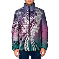 Aloha Vintage Plumeria Hawaiian Tapa Pattern Padded Jacket Gradient Hawaiian Tapa Pattern - Polynesian Pride