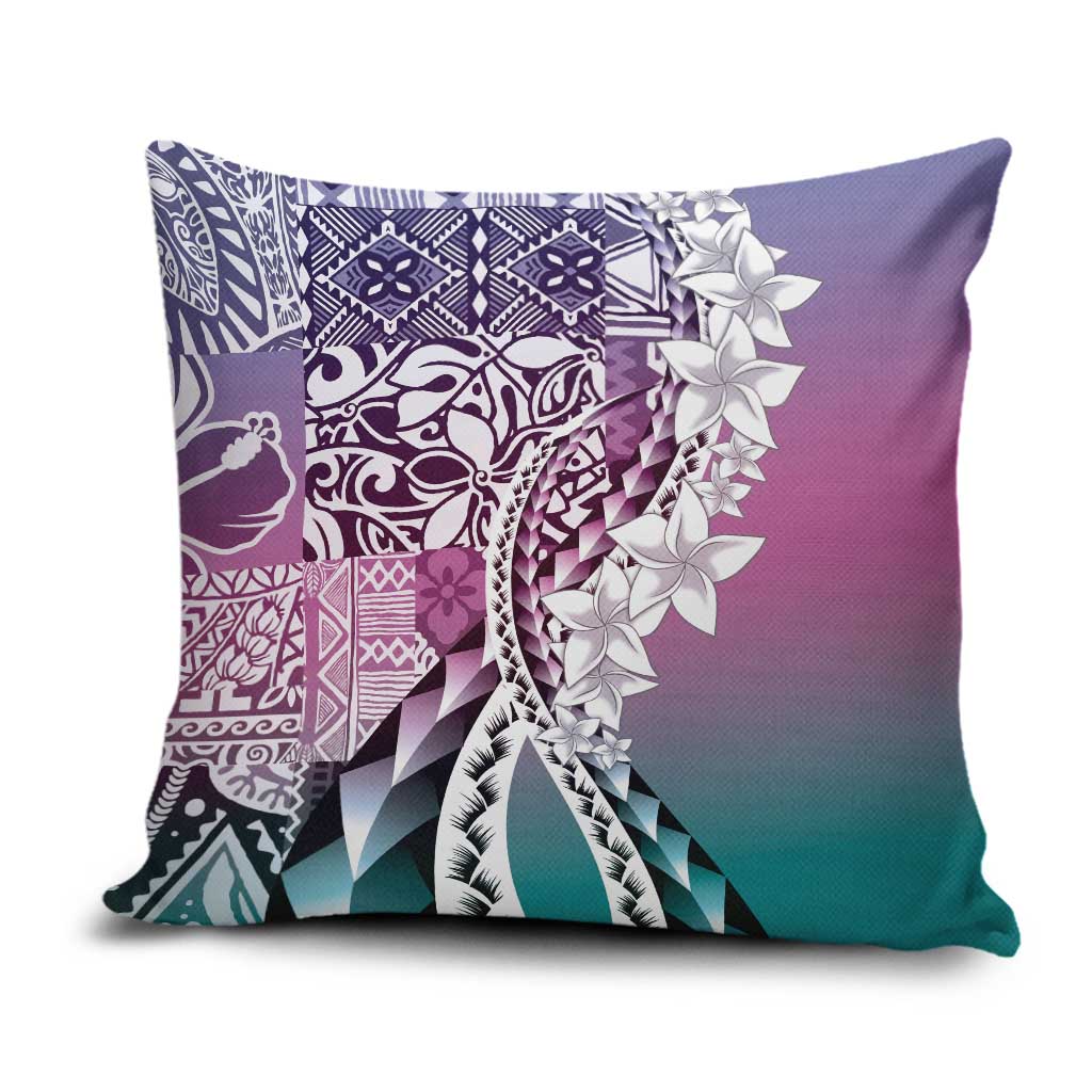 Aloha Vintage Plumeria Hawaiian Tapa Pattern Pillow Cover Gradient Hawaiian Tapa Pattern - Polynesian Pride