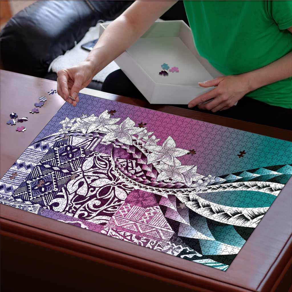 Aloha Vintage Plumeria Hawaiian Tapa Pattern Puzzle Gradient Hawaiian Tapa Pattern - Polynesian Pride