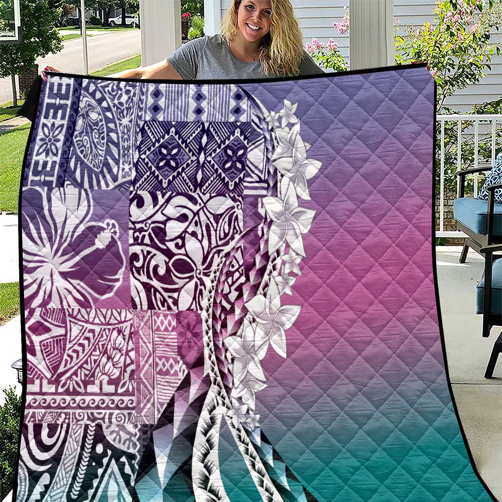 Aloha Vintage Plumeria Hawaiian Tapa Pattern Quilt Gradient Hawaiian Tapa Pattern - Polynesian Pride