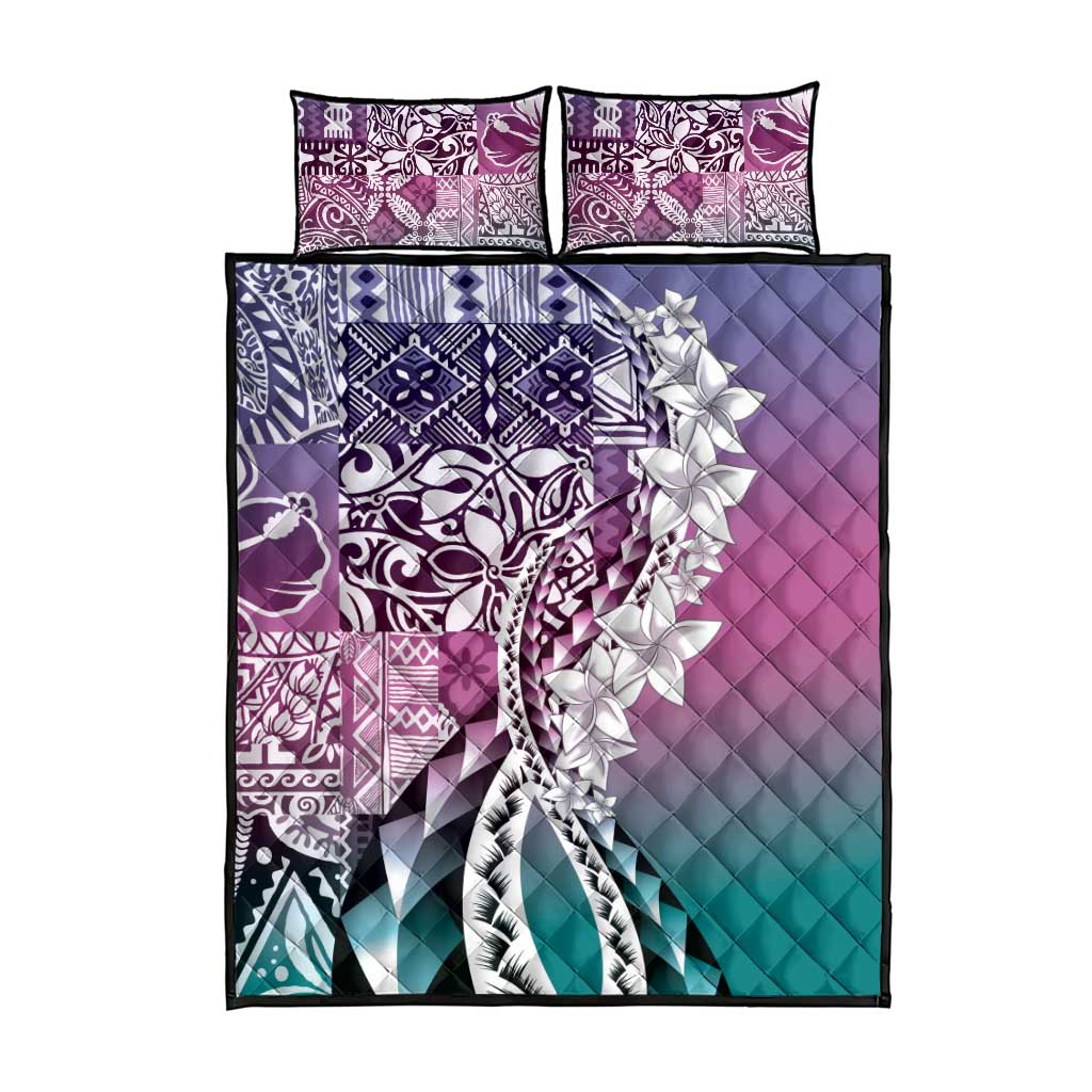 Aloha Vintage Plumeria Hawaiian Tapa Pattern Quilt Bed Set Gradient Hawaiian Tapa Pattern - Polynesian Pride