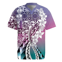 Aloha Vintage Plumeria Hawaiian Tapa Pattern Rugby Jersey Gradient Hawaiian Tapa Pattern - Polynesian Pride
