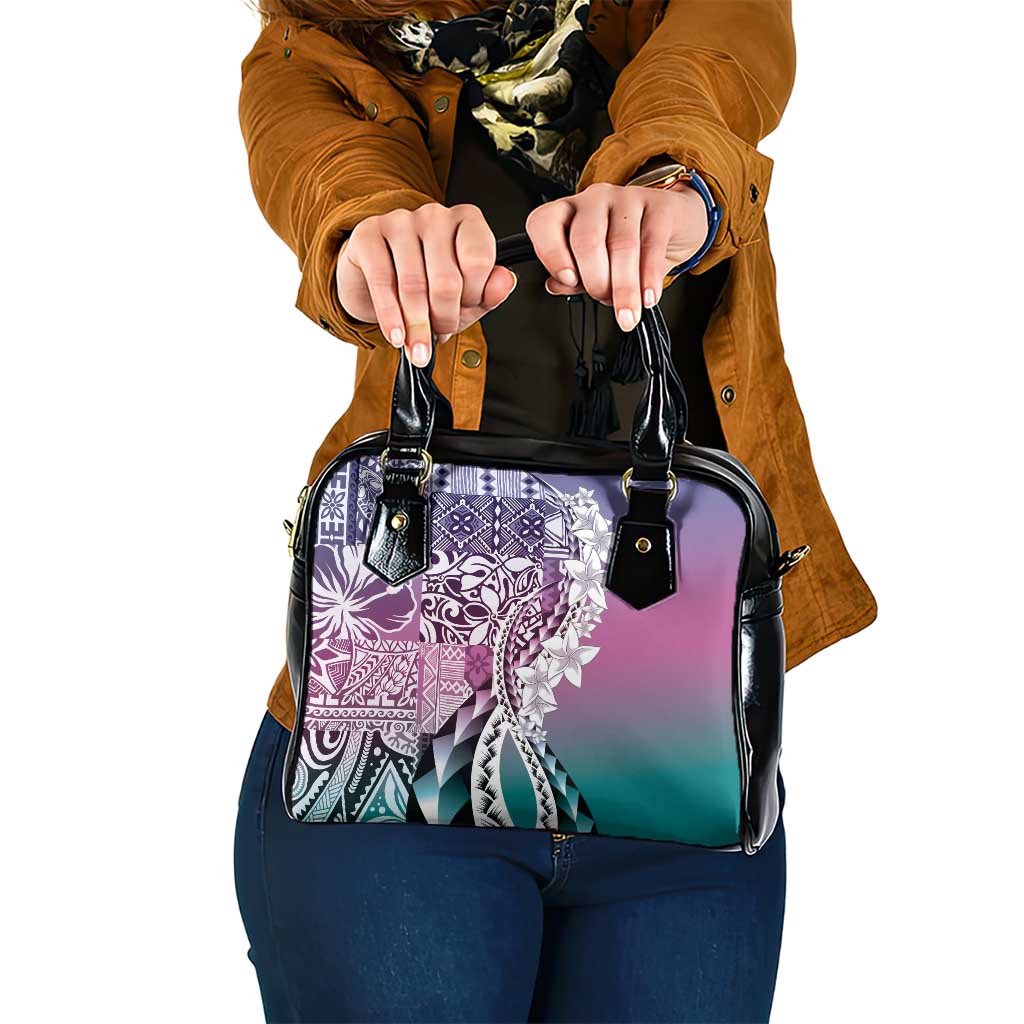 Aloha Vintage Plumeria Hawaiian Tapa Pattern Shoulder Handbag Gradient Hawaiian Tapa Pattern - Polynesian Pride