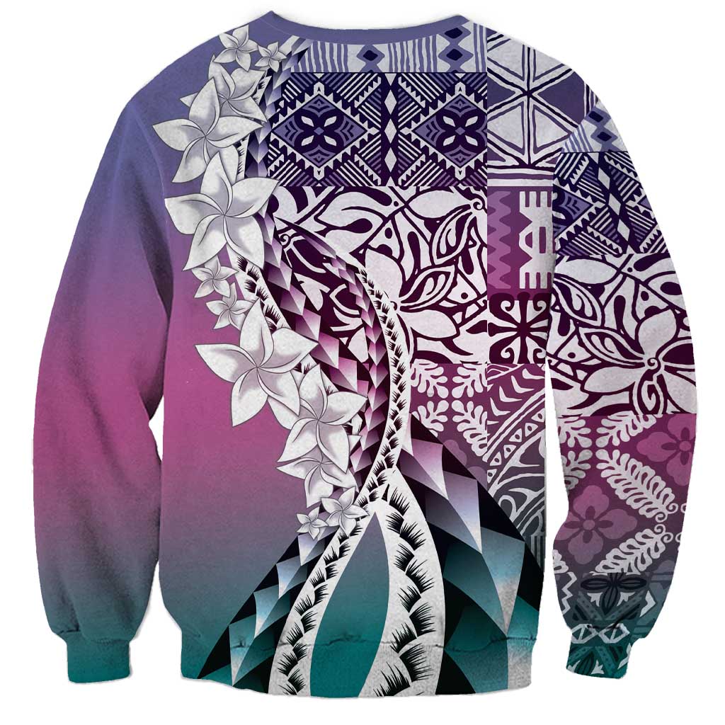 Aloha Vintage Plumeria Hawaiian Tapa Pattern Sweatshirt Gradient Hawaiian Tapa Pattern - Polynesian Pride