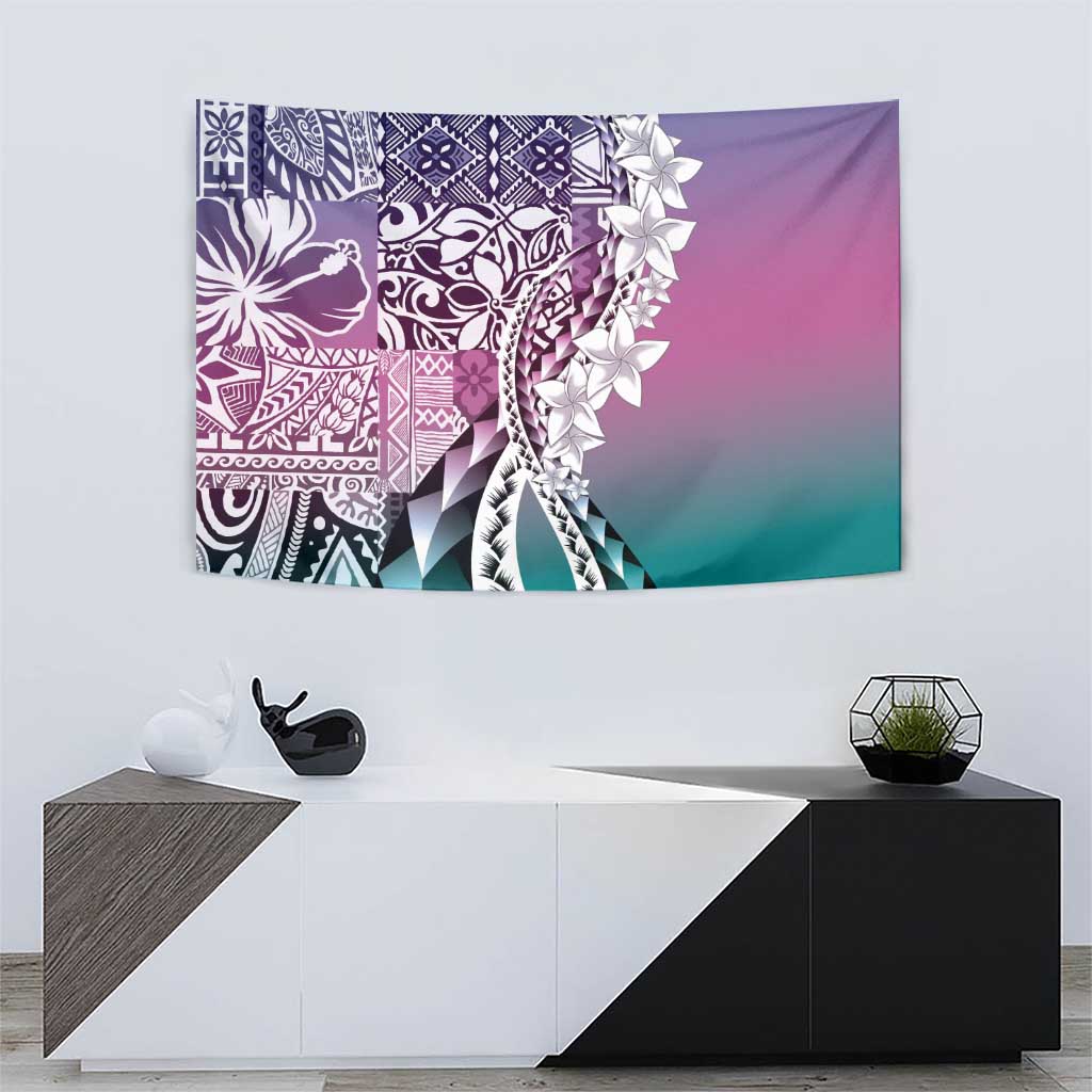 Aloha Vintage Plumeria Hawaiian Tapa Pattern Tapestry Gradient Hawaiian Tapa Pattern - Polynesian Pride