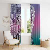 Aloha Vintage Plumeria Hawaiian Tapa Pattern Window Curtain Gradient Hawaiian Tapa Pattern - Polynesian Pride