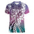 Aloha Vintage Plumeria Hawaiian Tapa Pattern Women V-Neck T-Shirt Gradient Hawaiian Tapa Pattern - Polynesian Pride