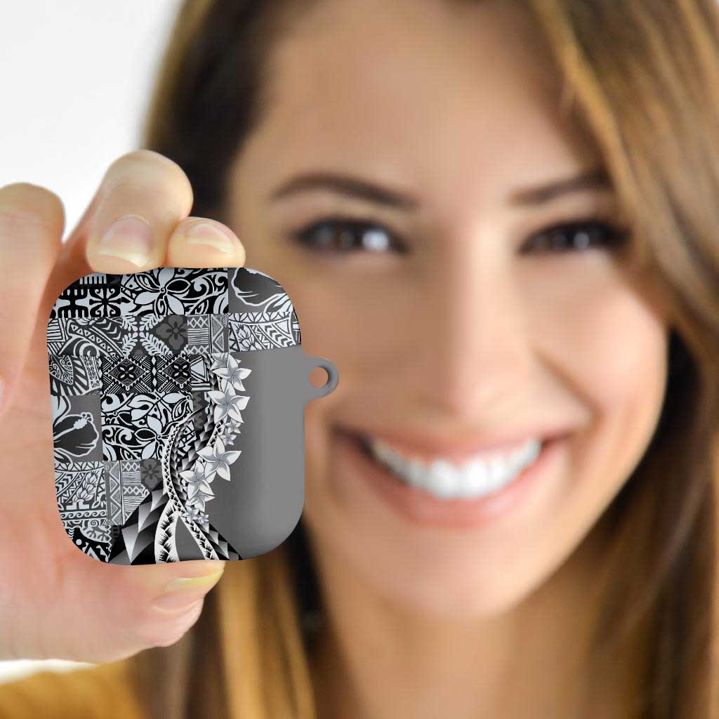 Aloha Vintage Plumeria Hawaiian Tapa Pattern AirPods Case Gray Hawaiian Tapa Pattern - Polynesian Pride
