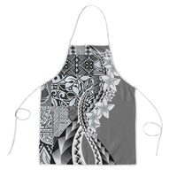 Aloha Vintage Plumeria Hawaiian Tapa Pattern Apron Gray Hawaiian Tapa Pattern - Polynesian Pride