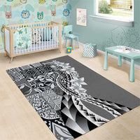 Aloha Vintage Plumeria Hawaiian Tapa Pattern Area Rug Gray Hawaiian Tapa Pattern - Polynesian Pride