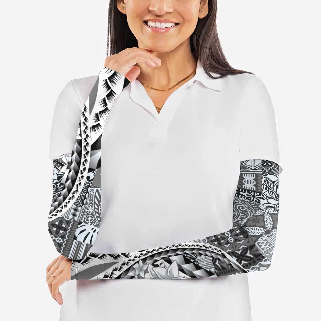 Aloha Vintage Plumeria Hawaiian Tapa Pattern Arm Sleeves Gray Hawaiian Tapa Pattern - Polynesian Pride