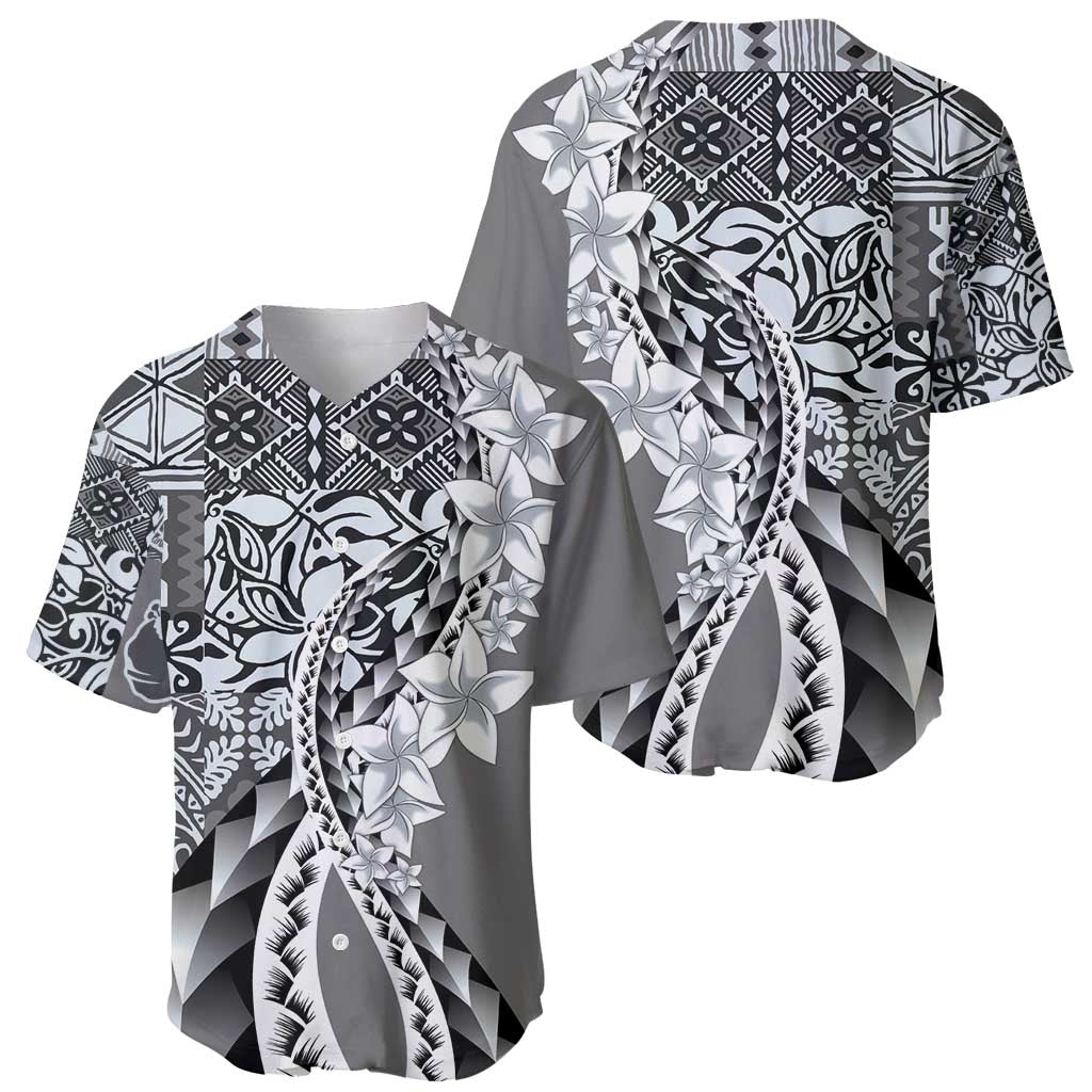 Aloha Vintage Plumeria Hawaiian Tapa Pattern Baseball Jersey Gray Hawaiian Tapa Pattern - Polynesian Pride