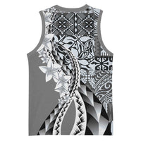 Aloha Vintage Plumeria Hawaiian Tapa Pattern Basketball Jersey Gray Hawaiian Tapa Pattern - Polynesian Pride