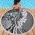 Aloha Vintage Plumeria Hawaiian Tapa Pattern Beach Blanket Gray Hawaiian Tapa Pattern - Polynesian Pride