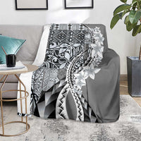 Aloha Vintage Plumeria Hawaiian Tapa Pattern Blanket Gray Hawaiian Tapa Pattern - Polynesian Pride