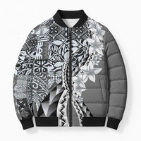 Aloha Vintage Plumeria Hawaiian Tapa Pattern Bomber Puffer Jacket Gray Hawaiian Tapa Pattern - Polynesian Pride