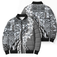 Aloha Vintage Plumeria Hawaiian Tapa Pattern Bomber Puffer Jacket Gray Hawaiian Tapa Pattern - Polynesian Pride
