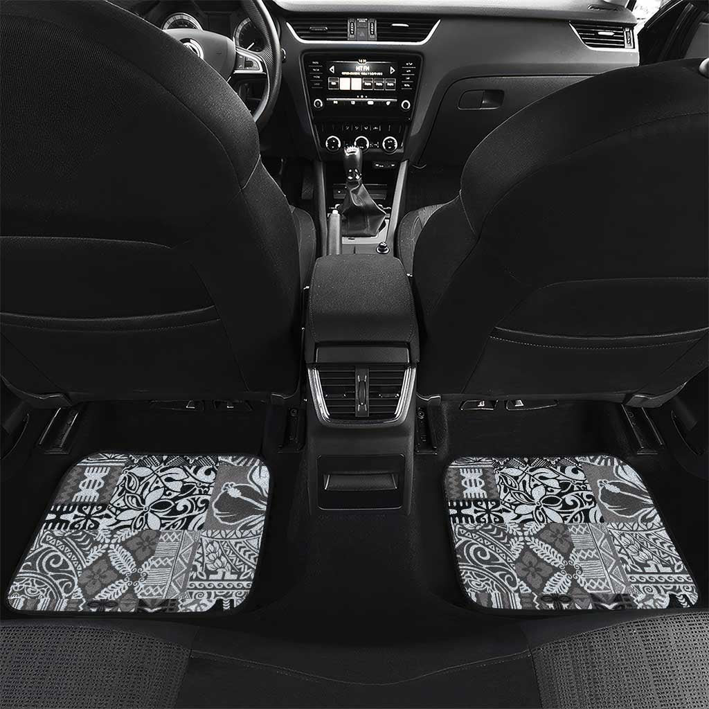 Aloha Vintage Plumeria Hawaiian Tapa Pattern Car Mats Gray Hawaiian Tapa Pattern - Polynesian Pride