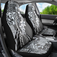Aloha Vintage Plumeria Hawaiian Tapa Pattern Car Seat Cover Gray Hawaiian Tapa Pattern - Polynesian Pride