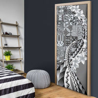 Aloha Vintage Plumeria Hawaiian Tapa Pattern Door Cover Gray Hawaiian Tapa Pattern - Polynesian Pride