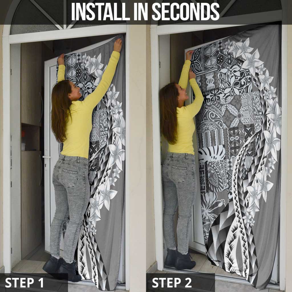 Aloha Vintage Plumeria Hawaiian Tapa Pattern Door Cover Gray Hawaiian Tapa Pattern - Polynesian Pride