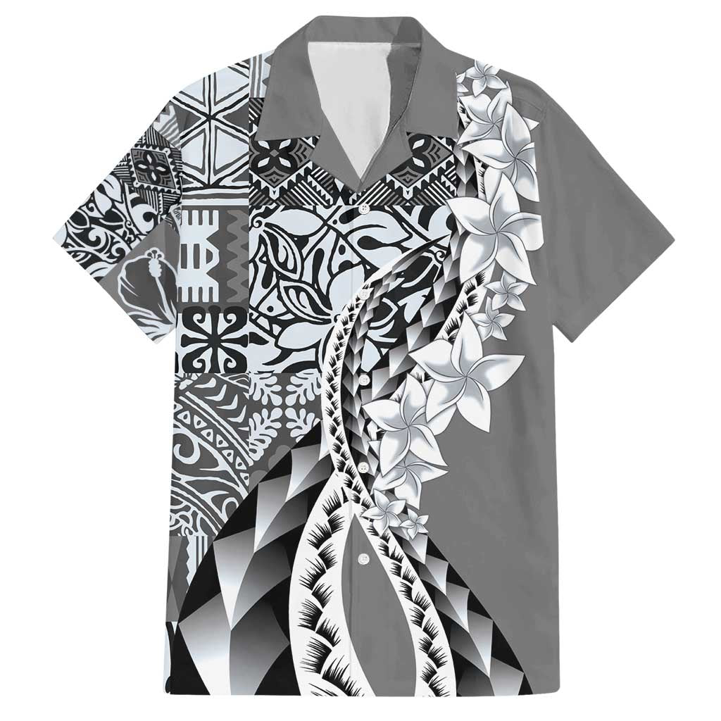 Aloha Vintage Plumeria Hawaiian Tapa Pattern Hawaiian Shirt Gray Hawaiian Tapa Pattern - Polynesian Pride
