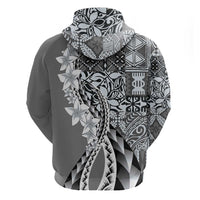 Aloha Vintage Plumeria Hawaiian Tapa Pattern Hoodie Gray Hawaiian Tapa Pattern - Polynesian Pride