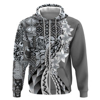 Aloha Vintage Plumeria Hawaiian Tapa Pattern Hoodie Gray Hawaiian Tapa Pattern - Polynesian Pride