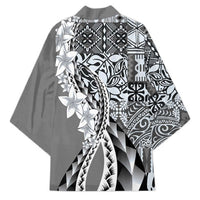 Aloha Vintage Plumeria Hawaiian Tapa Pattern Kimono Gray Hawaiian Tapa Pattern - Polynesian Pride