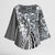 Aloha Vintage Plumeria Hawaiian Tapa Pattern Kimono Sleeve Blouse Gray Hawaiian Tapa Pattern - Polynesian Pride