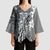 Aloha Vintage Plumeria Hawaiian Tapa Pattern Kimono Sleeve Blouse Gray Hawaiian Tapa Pattern - Polynesian Pride